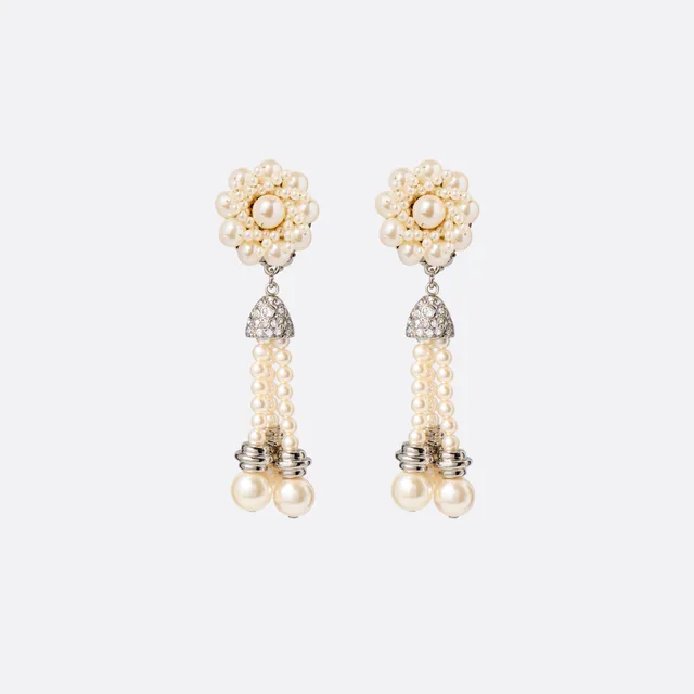 Alessandra Rich Jewellery boucles d'oreilles perles argent franges