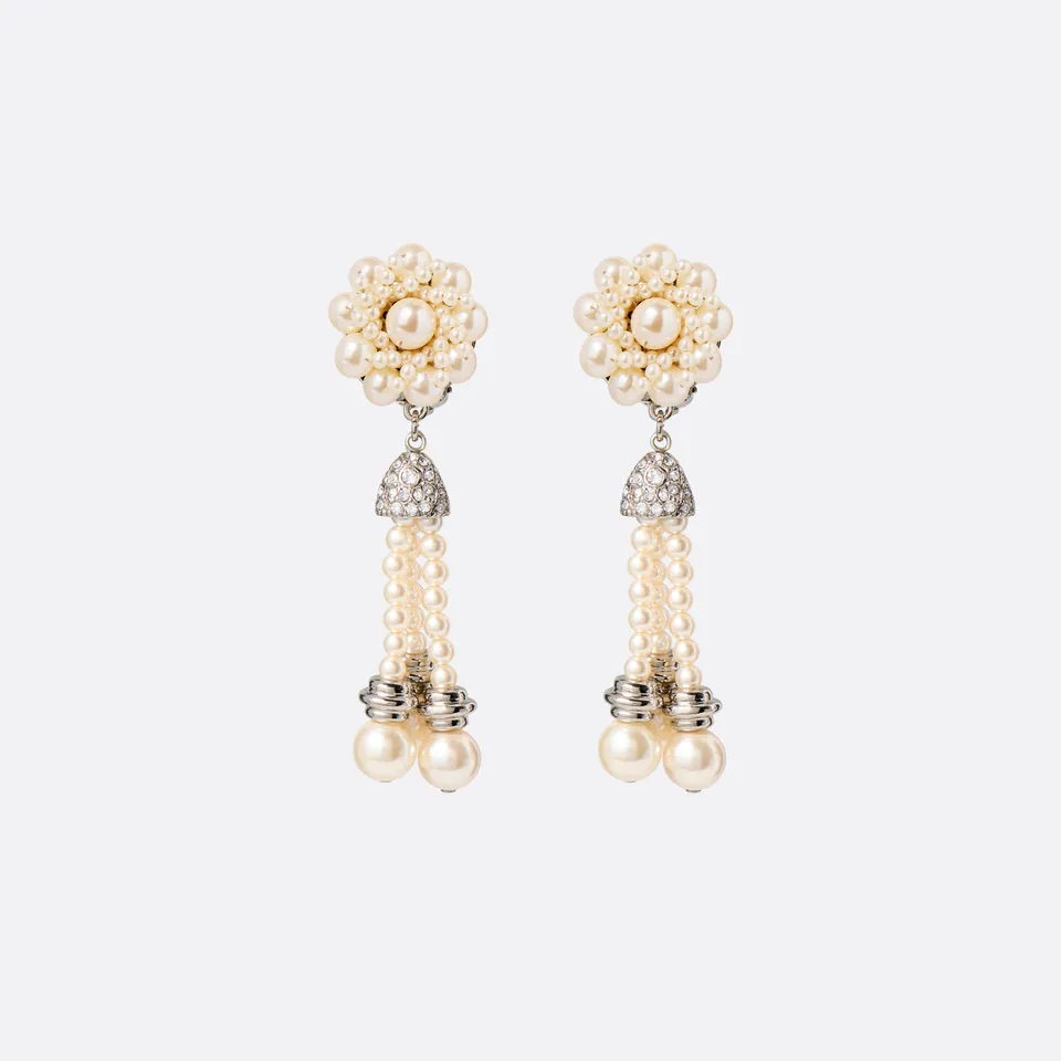 Alessandra Rich Jewellery boucles d'oreilles perles argent franges