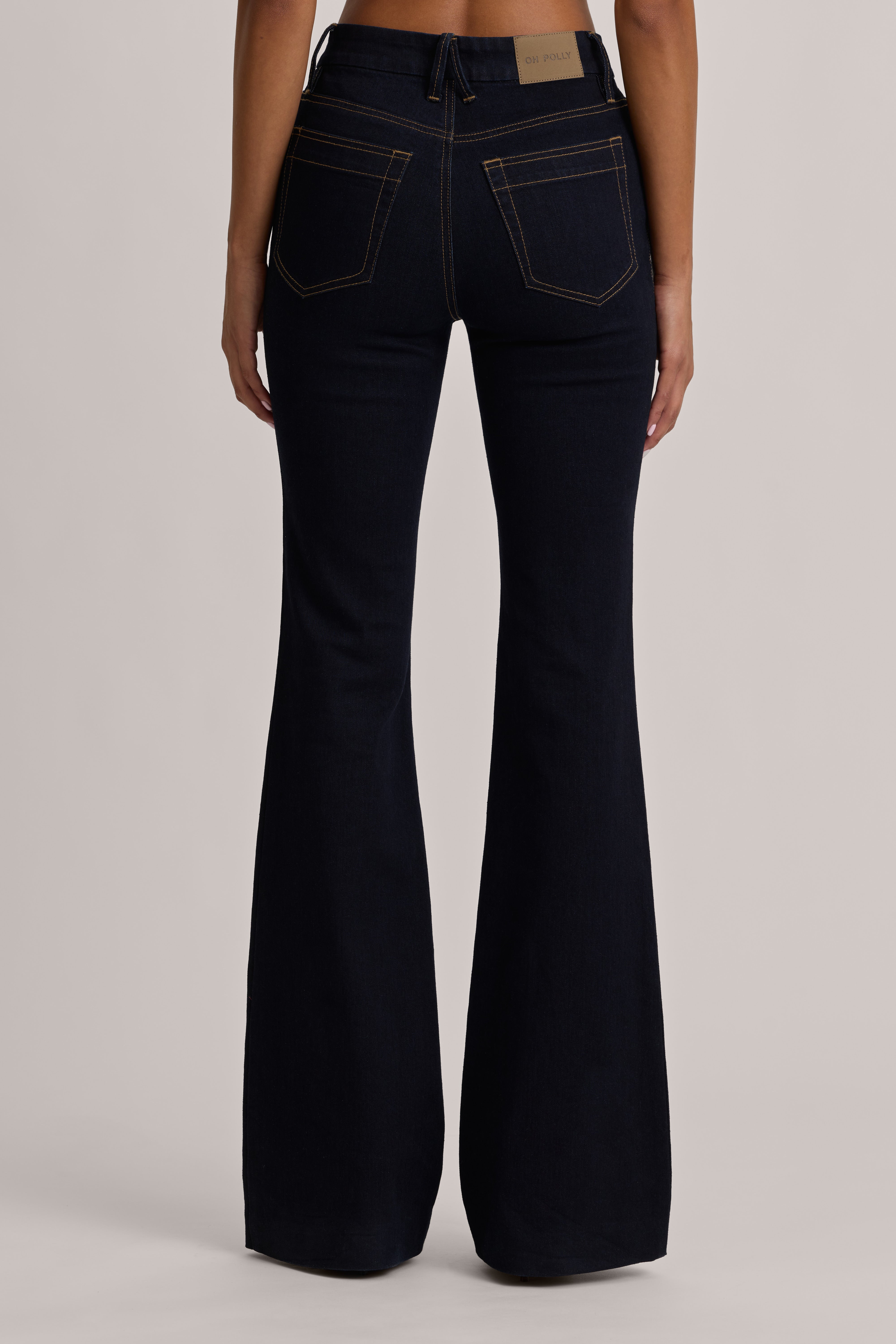 Oh Polly Lola Jean Flare Taille Haute bleu foncé