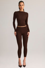 Oh Polly Alia 8641 top marron froncé manches longues