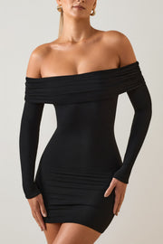 Oh Polly Oriana 12231 mini robe noire modal épaules dénudées
