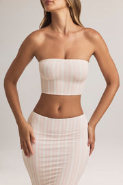 Oh Polly Verna Top Bandeau Pink Stripe - Crop Top Modal Rayé
