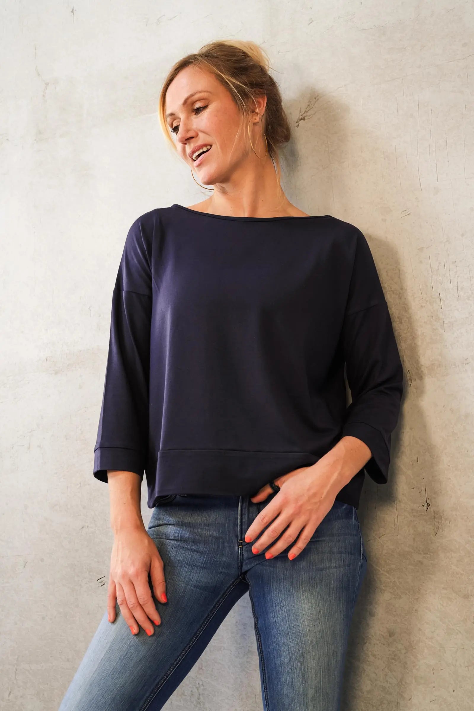 Thelma & Rose Cléa sweat col bateau navy T1
