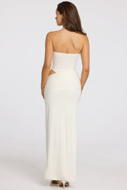 Oh Polly Deep Plunge Halterneck robe longue blanche découpe