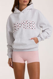 Oh Polly Oversized Applique Hoodie sweat femme gris chiné BT11300