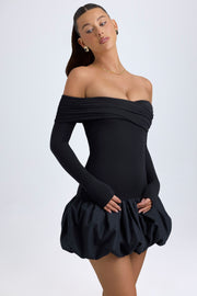 Oh Polly Serra mini robe noire épaules dénudées modal