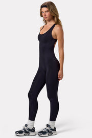 Oh Polly Define Luxe Combinaison Noire Dos Ouvert