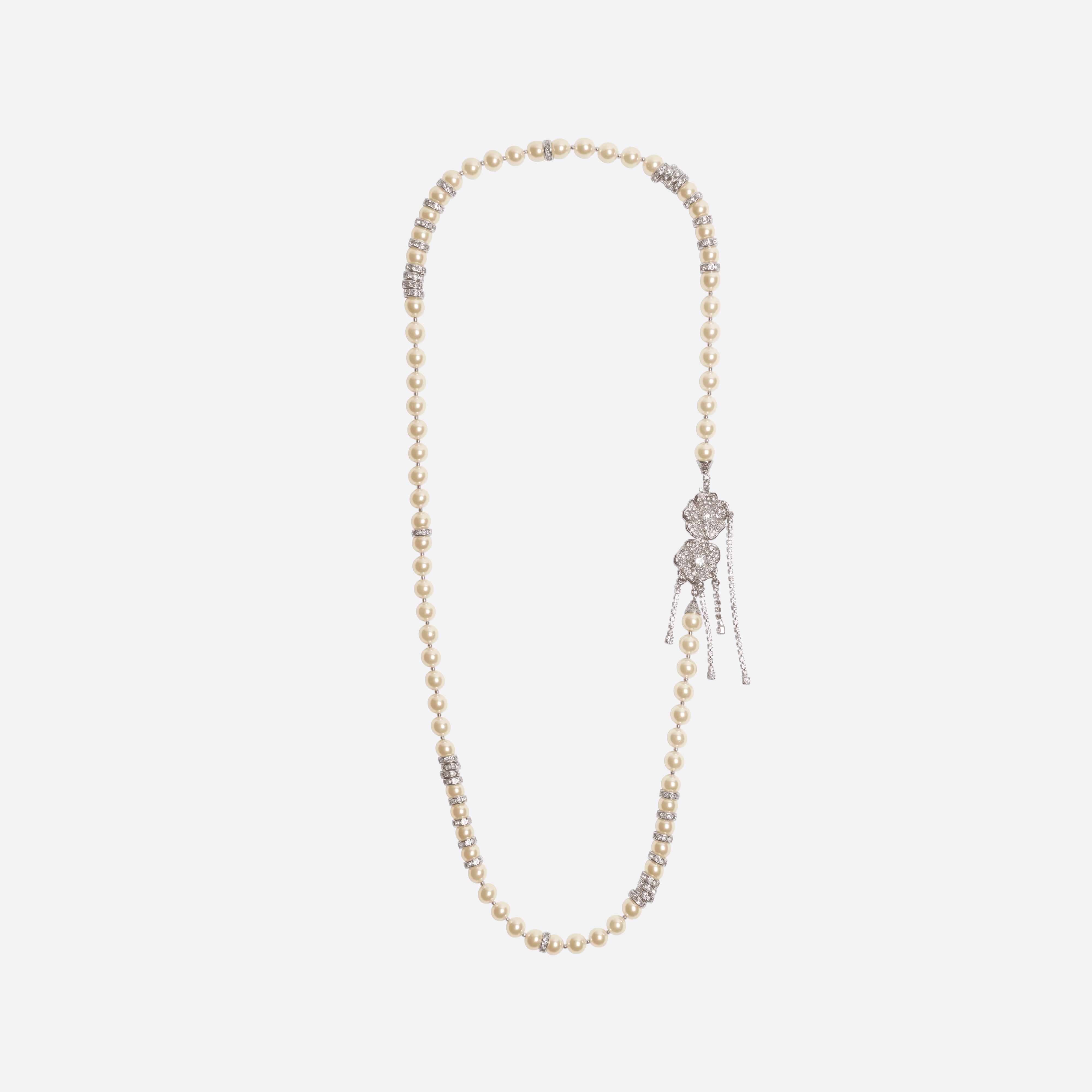 Alessandra Rich Jewellery collier perles cristal fleur argent