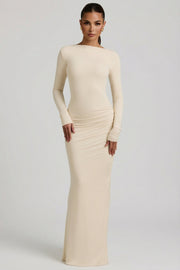 Oh Polly Regine robe longue dos nu ivoire modal