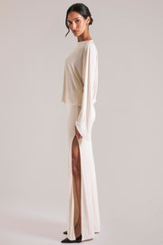 Oh Polly Dresses 15917 robe maxi vanille drapée