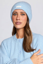 Oh Polly Bo+Tee bonnet maille bleu poudre en laine