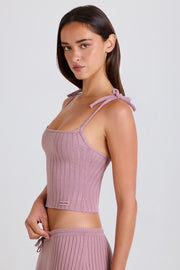 Oh Polly BT2456 Caraco Mauve Maille Côtelée Coton