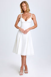 Oh Polly Mallory robe midi blanche à nœuds coton