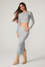 Oh Polly Embellished Jupe Maxi Taille Basse Aqua Strass