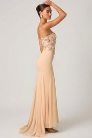 Oh Polly Embellished Lysana robe bustier Floral Beige