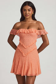 Oh Polly Nahida Lace A-Line Mini Robe Pêche