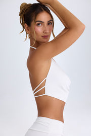Oh Polly Tops Sonia crop top blanc col drapé dos nu