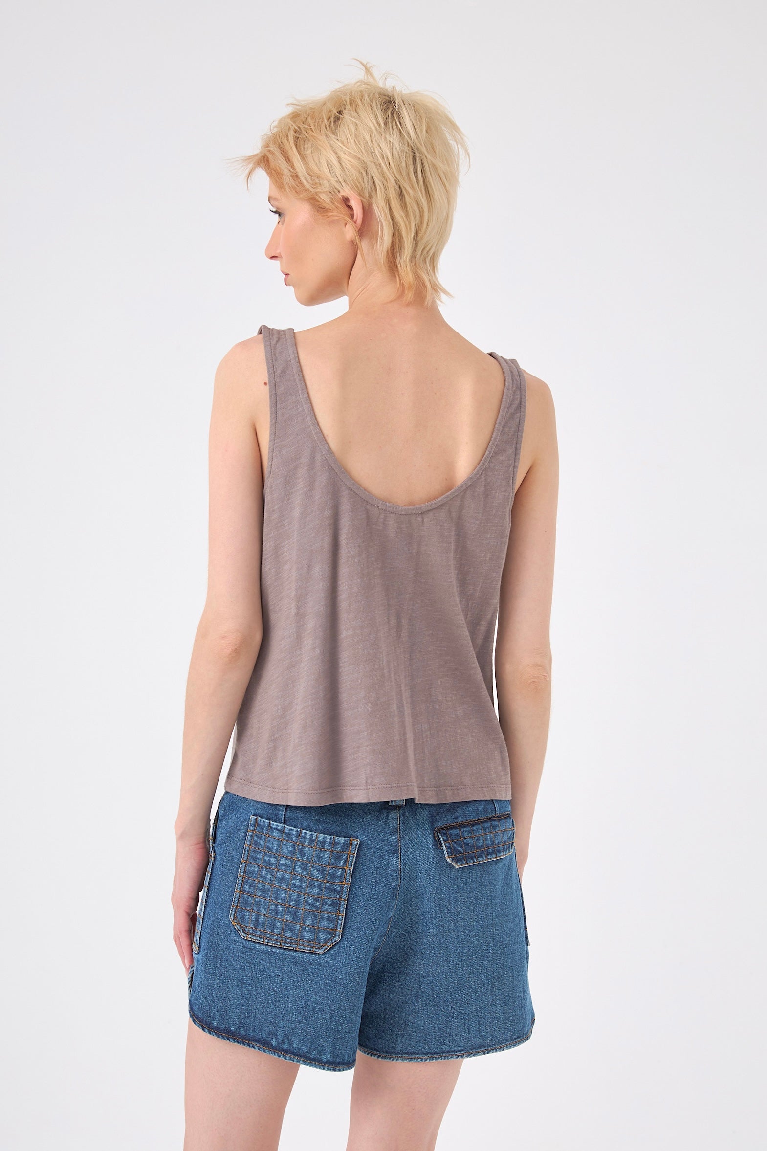 Chicosoleil Daren tee-shirt sans manches gris stoneware coton