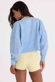 Oh Polly Knitwear cardigan court bleu poudre