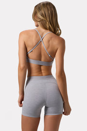 Bo+Tee Soft Active Mini Short Gris Chiné Taille Haute