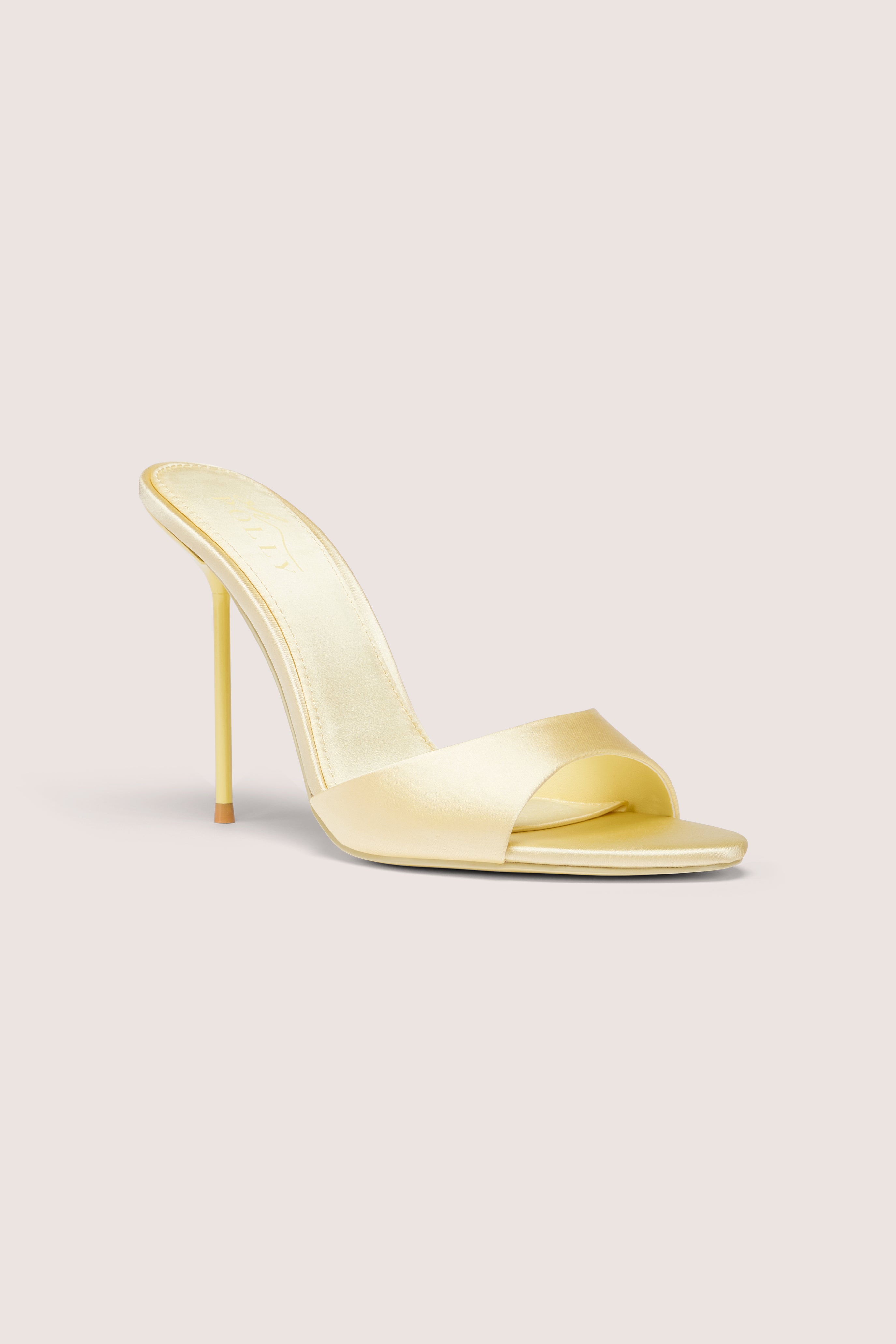 Oh Polly Nila mule satin jaune talon aiguille 11,5 cm