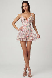 Oh Polly Lolina 13745A robe mini imprimé floral évasée