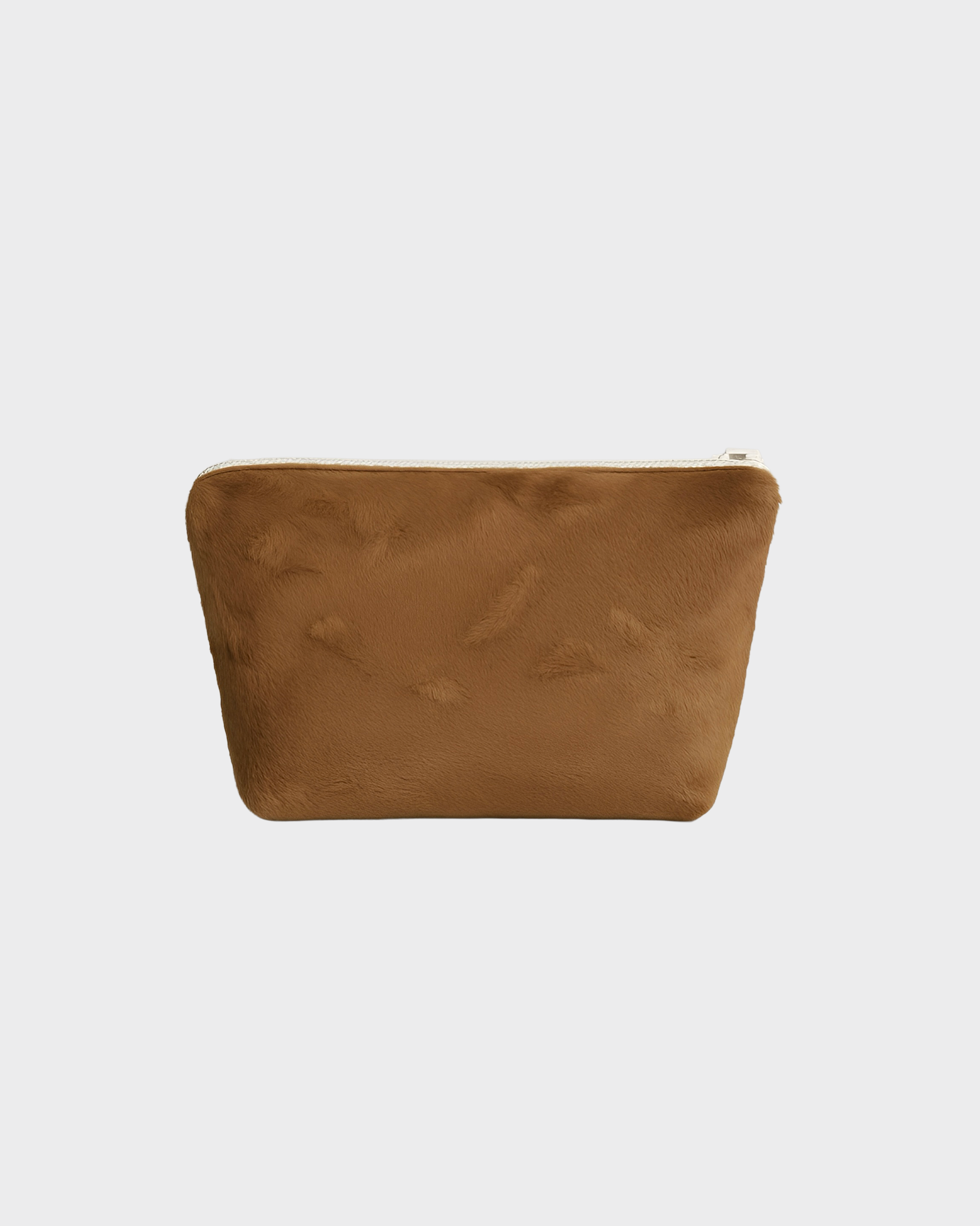 The Ethiquette trousse maquillage Camel Galant fausse fourrure 25 cm