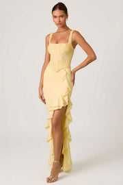 Oh Polly 13141 Robina robe corset jaune sequins