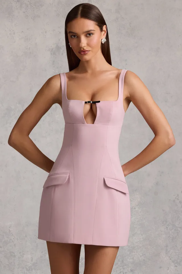 Oh Polly Dresses Zarina 13215 robe mini mauve structurée cut-out
