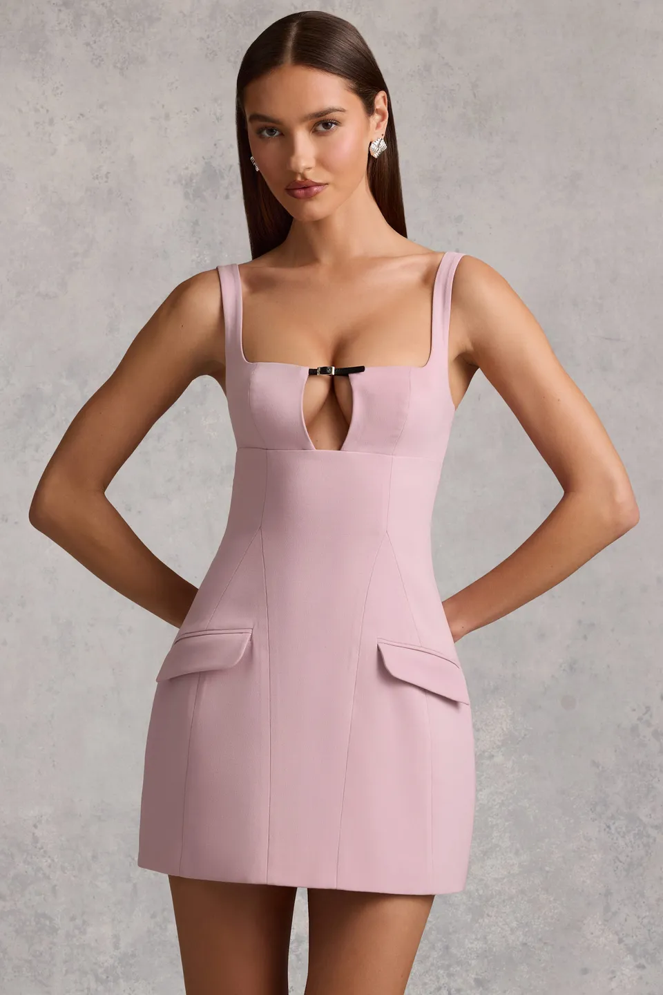 Oh Polly Dresses Zarina 13215 robe mini mauve structurée cut-out