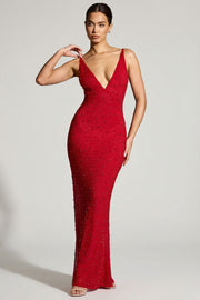 Oh Polly Embellished Colmar robe de soirée rouge strass