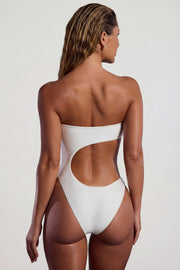 Oh Polly Tulum maillot une pièce bandeau ivoire perles