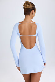 Oh Polly Mavisa 10262 robe maille mini bleu pervenche