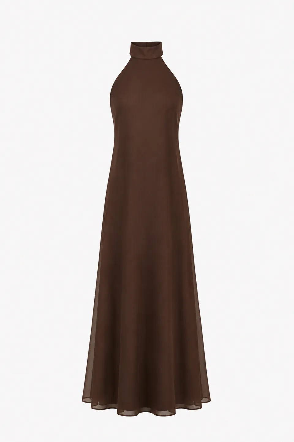 The Ethiquette Long Joy Dress robe marron mousseline de soie