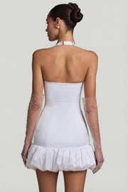 Oh Polly Dresses robe Millie blanche satin jupe bulle à nœud