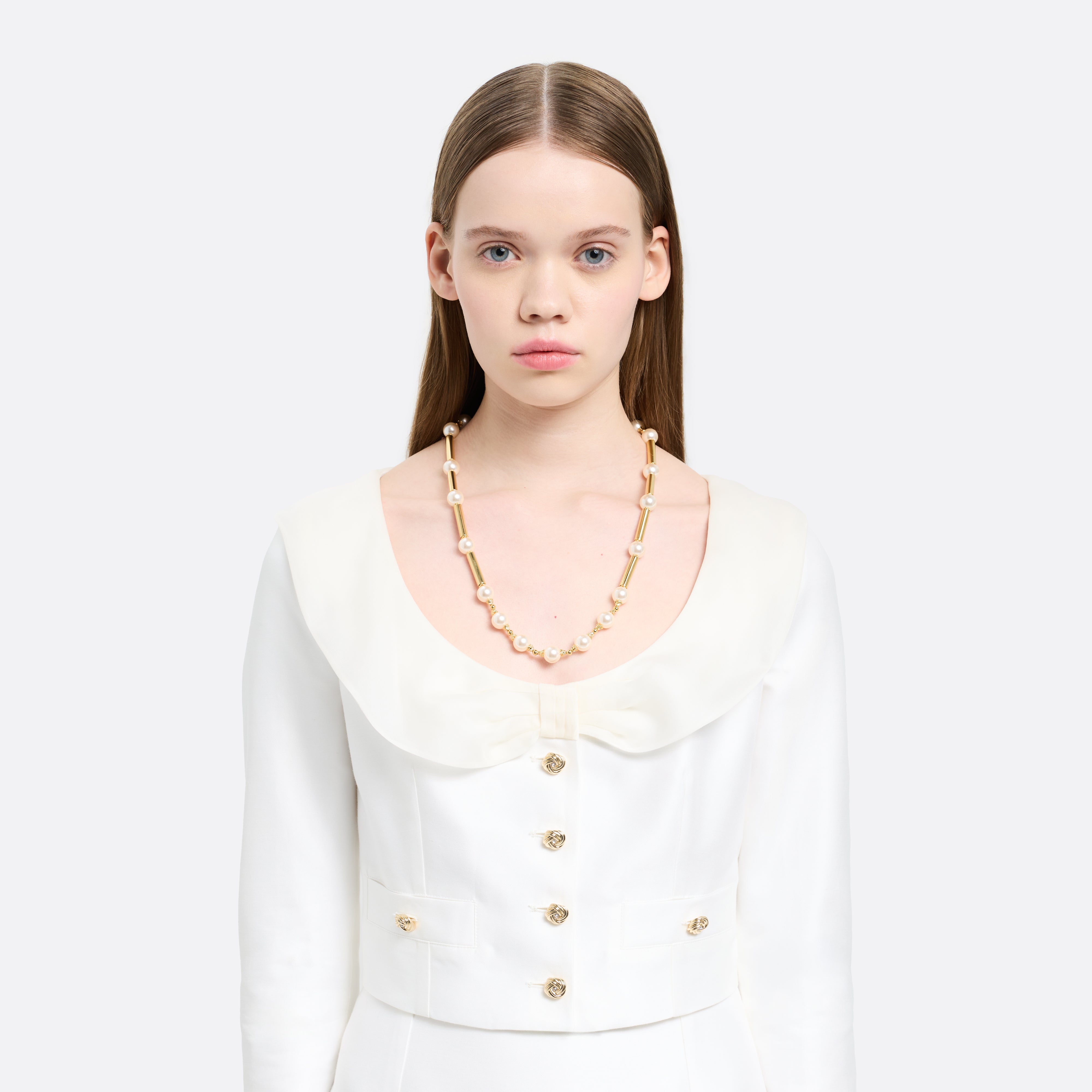 Alessandra Rich Jewellery Pearl Collier perles doré cristal