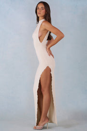 Oh Polly Dresses Modal robe maxi licou ivoire