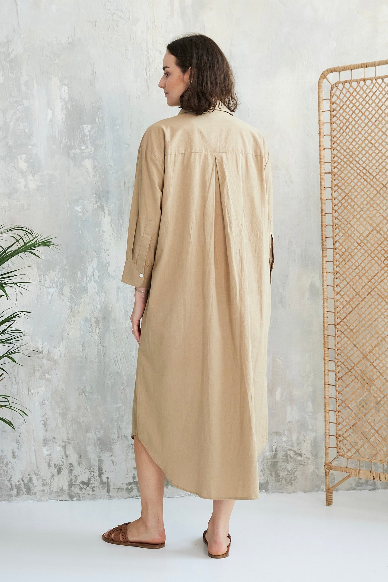 Chicosoleil Tokala robe longue beige perroquet popeline coton