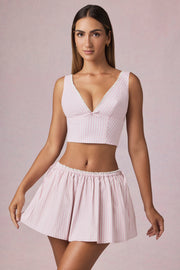 Oh Polly Maira Mini Jupe Mauve Rayée Coton Cordon