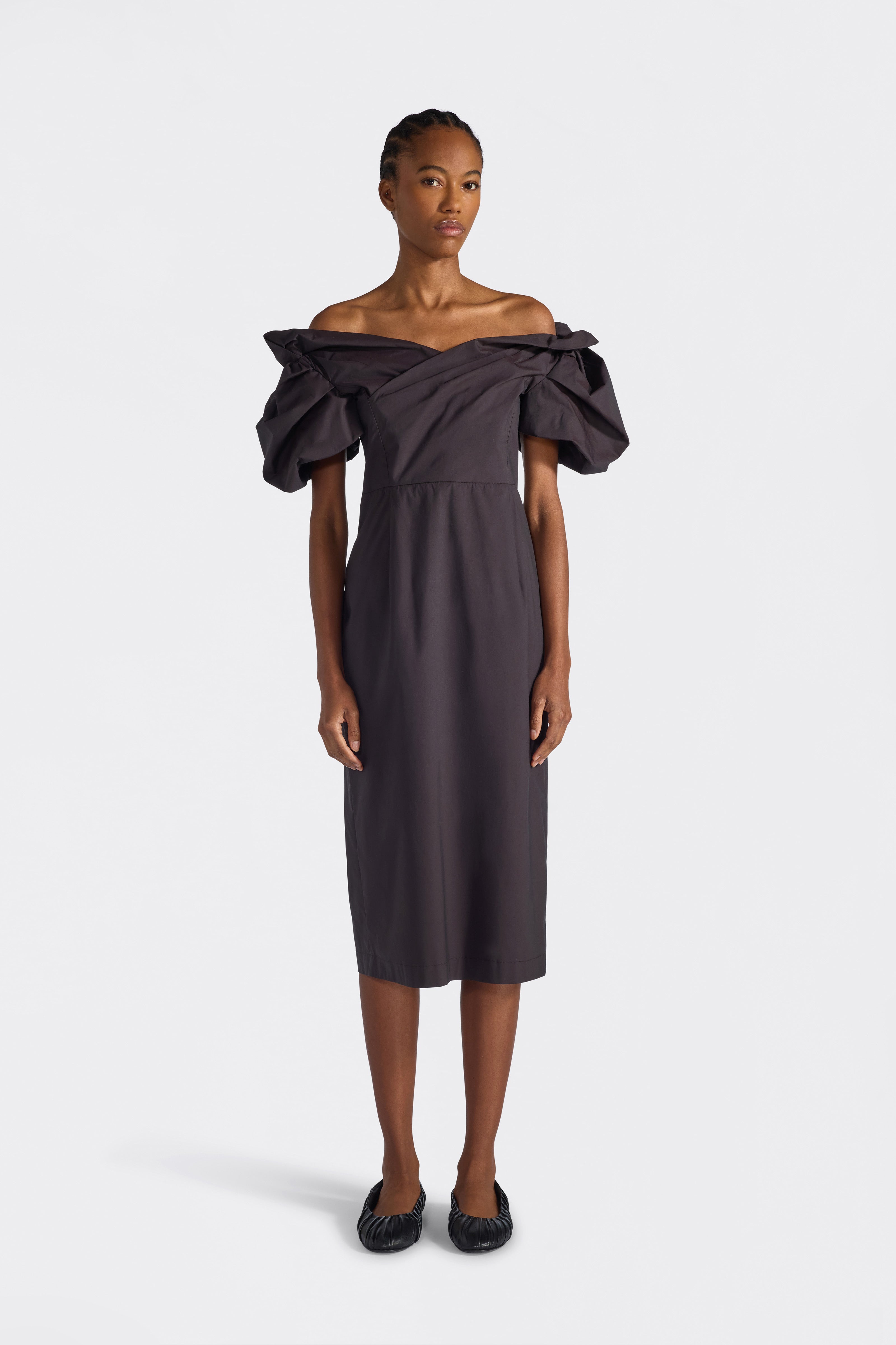 Liviana Conti Gianira robe midi fondente F6SK37 manches ballon
