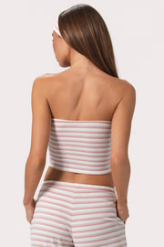 Oh Polly haut bandeau jersey côtelé rose rayé