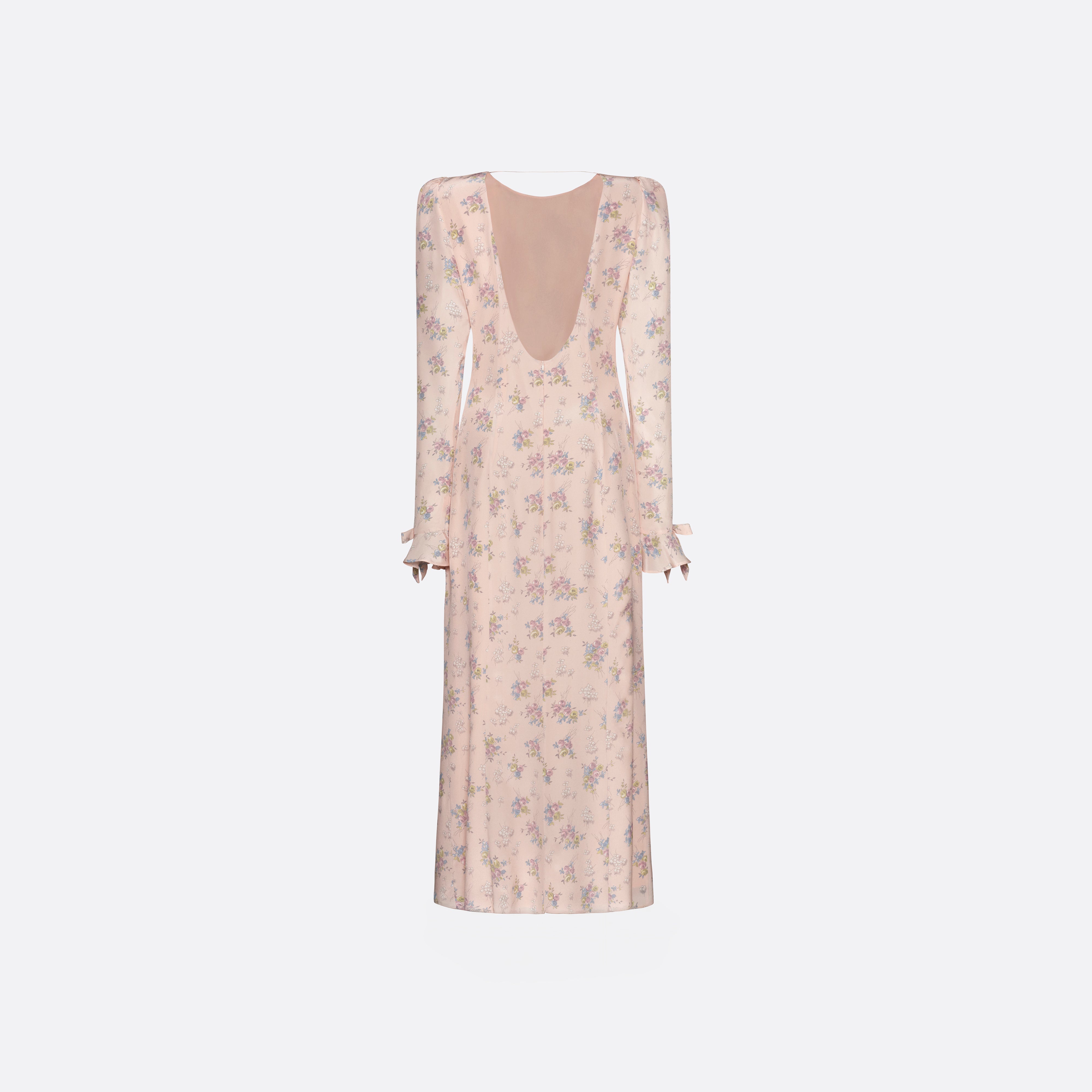 Alessandra Rich Silk Open Back robe midi rose clair soie