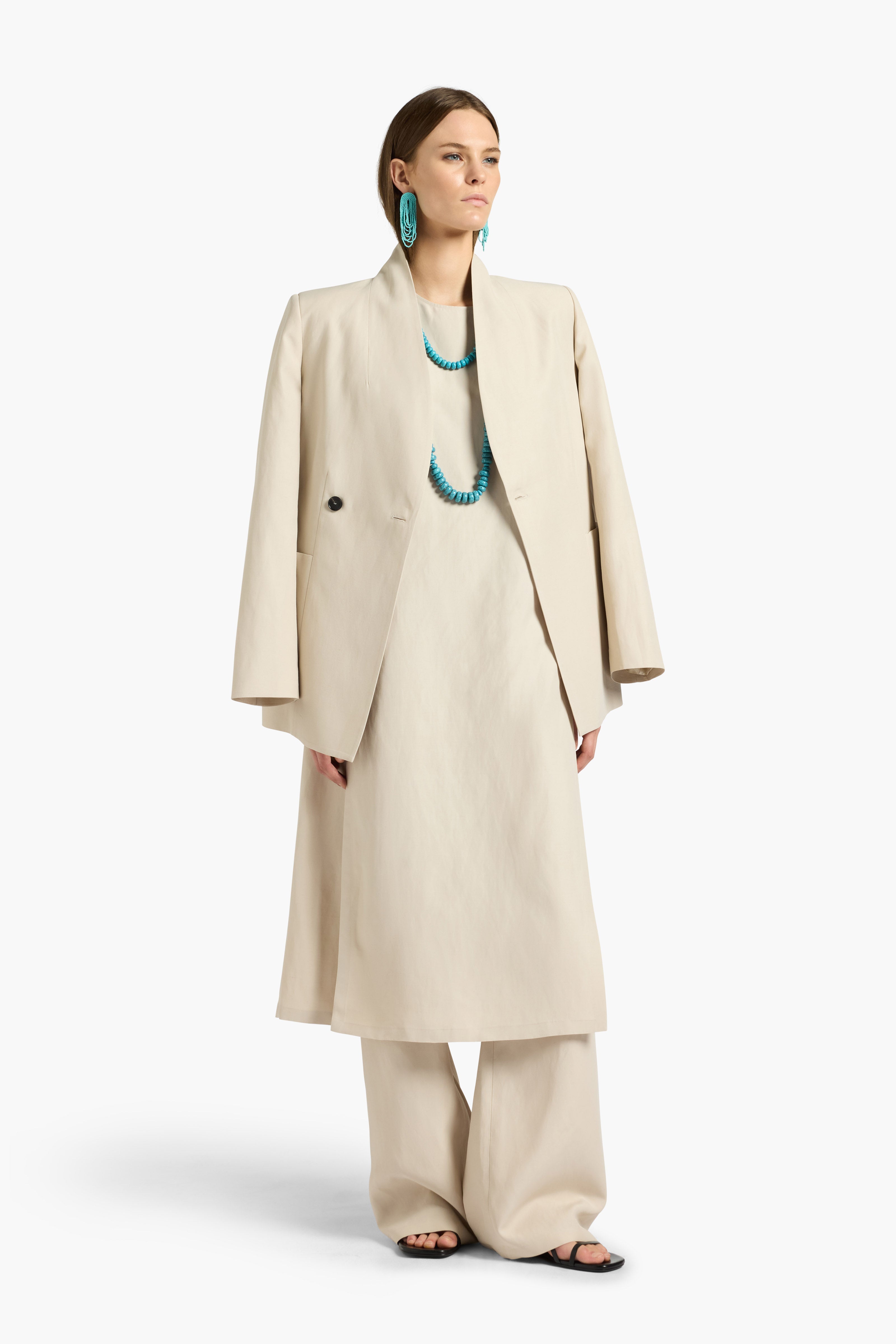 Liviana Conti Kirsten gilet long beige viscose lin