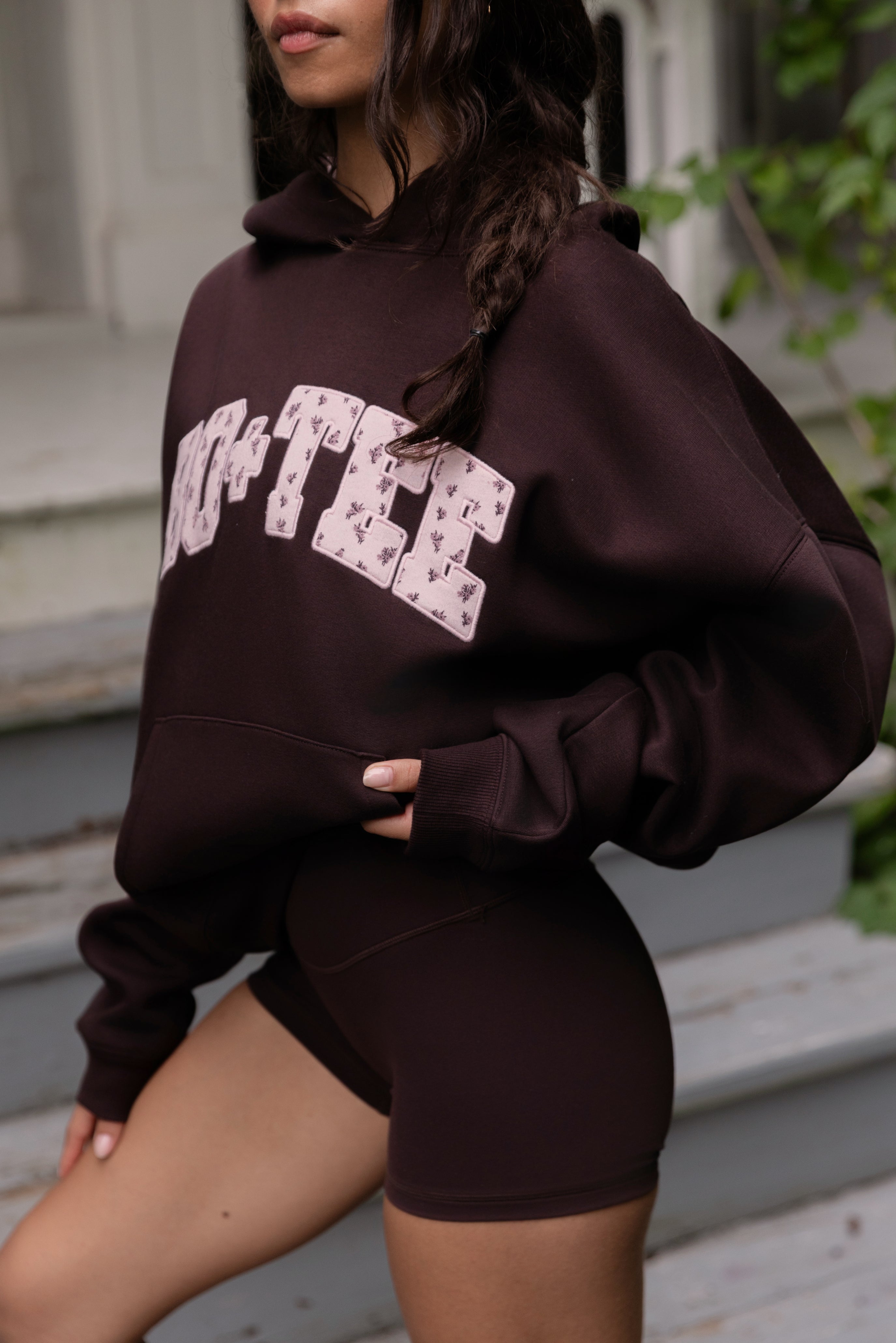 Oh Polly Bo+Tee Hoodie sweat oversize espresso