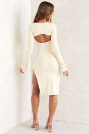 Oh Polly Sawyer 5468 robe midi ivoire en modal stretch