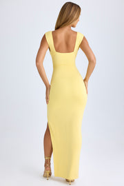 Oh Polly Sloane robe longue jaune modal fente moulante