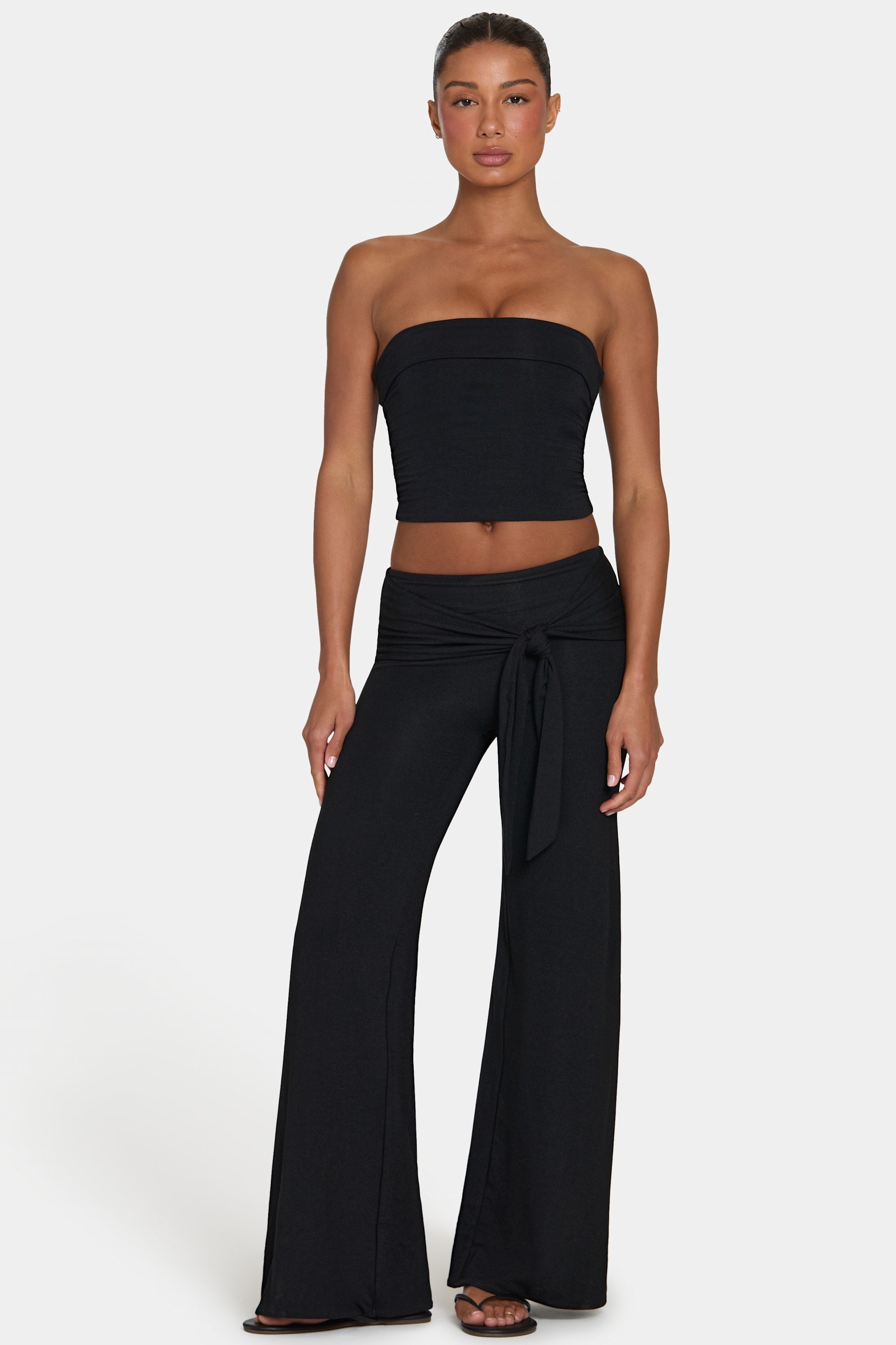 Oh Polly ButterCloud pantalon large noir taille liée 77 cm