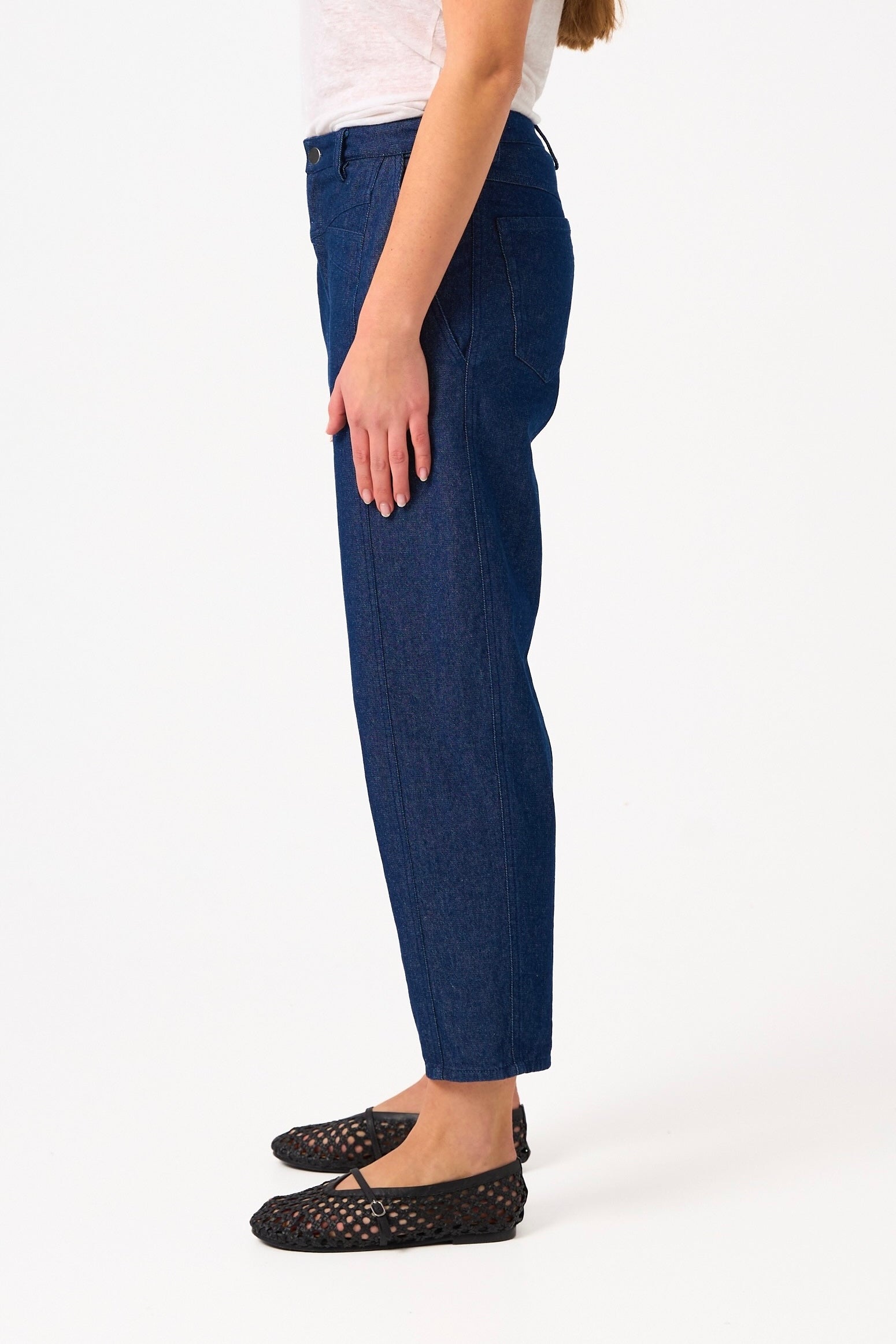 Chicosoleil Rio jean carotte taille haute denim bleu