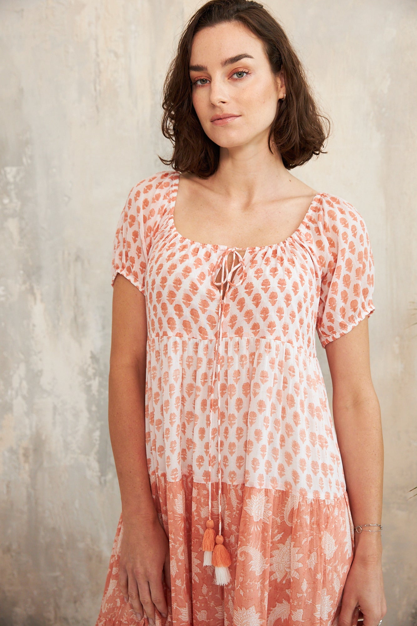 Chicosoleil Rikita robe longue coton rouge fleurie