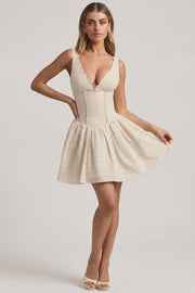 Oh Polly Sabina 12985 robe mini ivoire broderie coton